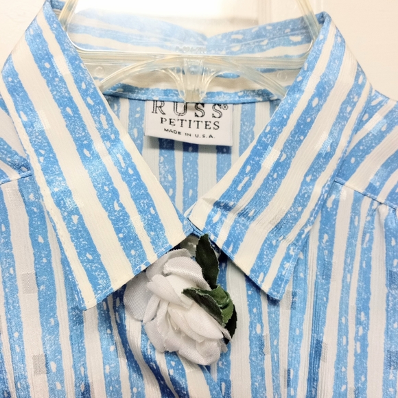 Vintage McRae's Russ Petite Women's Strip Long Sleeve Shirt Size 12 - Picture 6 of 6